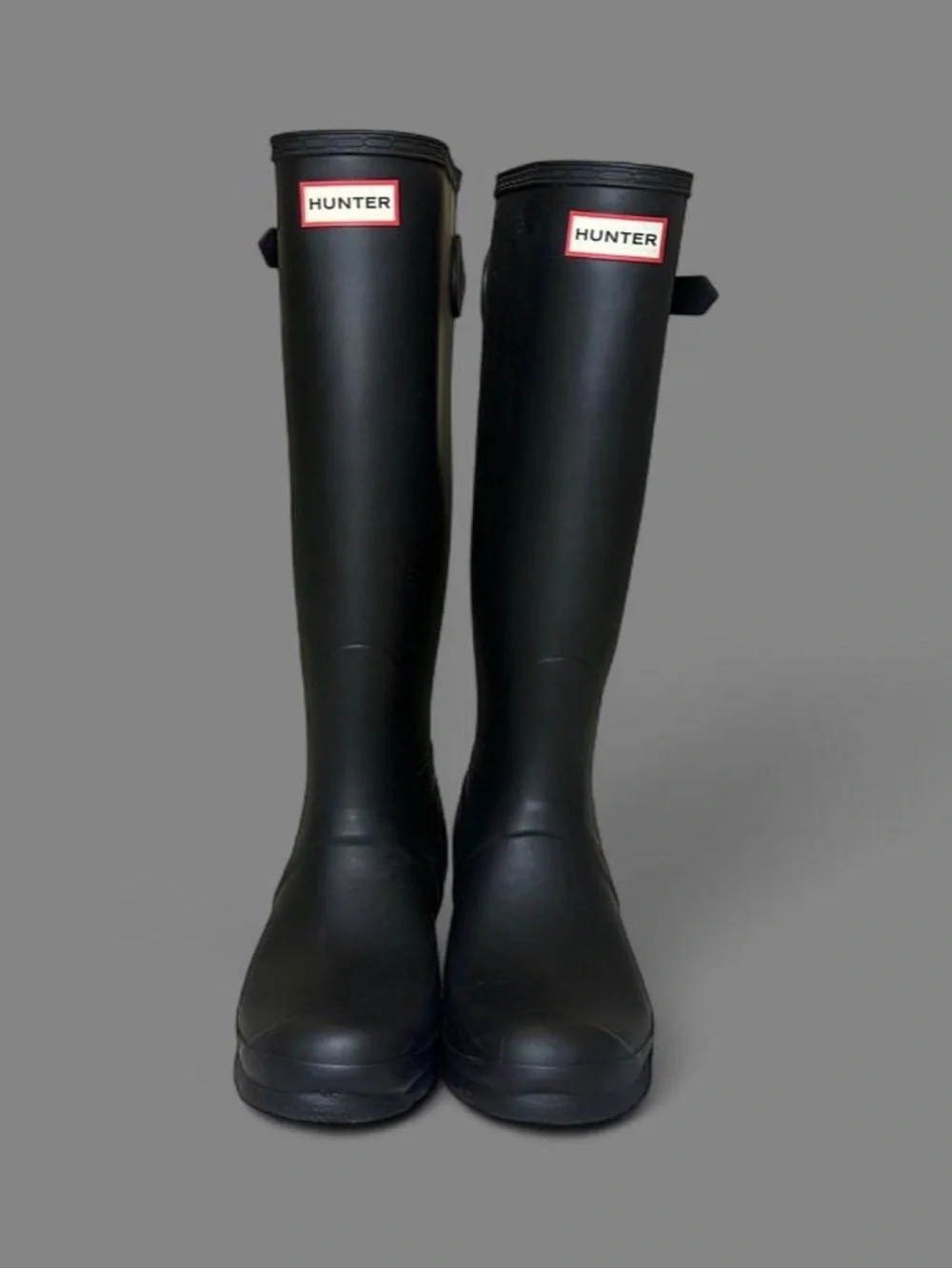 Hunter Original Back Adjustable Tall Waterproof Rain Boots in Matte Black US 10M
